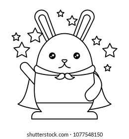 kawaii cute bunny with cape and stars