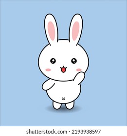 kawaii cute bunny vector design illustration line art