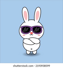 kawaii cute bunny vector design illustration line art