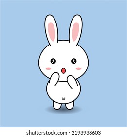 kawaii cute bunny vector design illustration line art