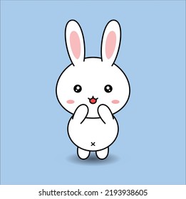 kawaii cute bunny vector design illustration line art