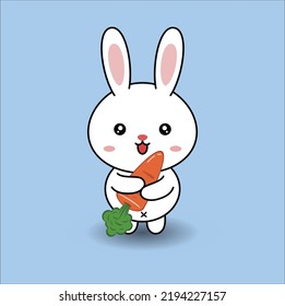 kawaii cute bunny vector design illustration line art