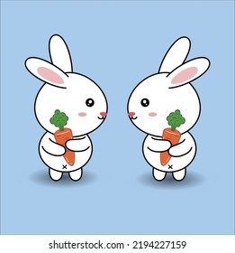 kawaii cute bunny vector design illustration line art