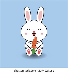 kawaii cute bunny vector design illustration line art