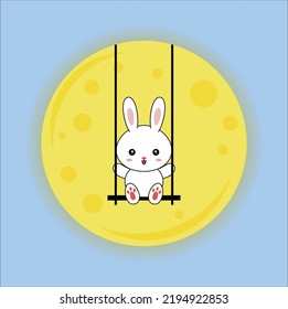 kawaii cute bunny vector design illustration line art