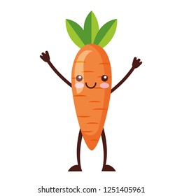 Kawaii Cute Carrot Cartoon Character