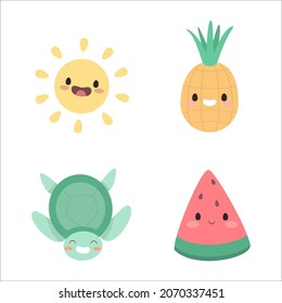 Kawaii cute cartoon summer character