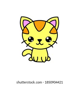 kawaii cute cat icon mascot, cat logo, vector graphic illustration