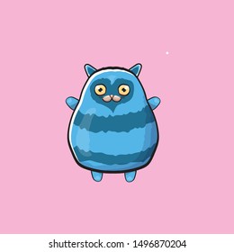 kawaii cute cat isolated on pink background. Cartoon happy blue baby kitten with big eyes