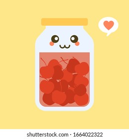 cereza en ilustración vectorial del frasco 