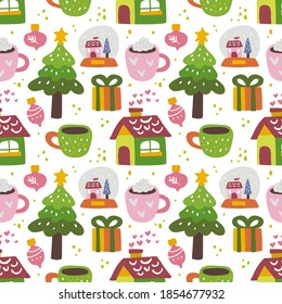 kawaii lindo patrón de Navidad impecable al estilo escandinavo. Se puede usar para tela, etc.