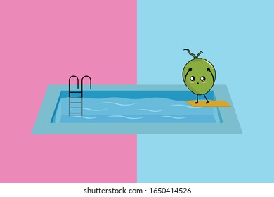 Kawaii Cute Coconut Illustration Character