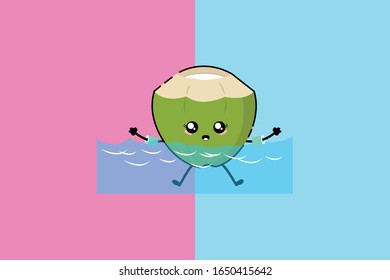 Kawaii Cute Coconut Illustration Character