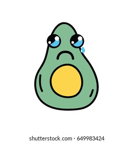 kawaii cute crying avocado fruit