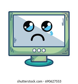 Kawaii Cute Crying Computer Technology Stock Vector (Royalty Free ...