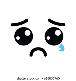 kawaii cute crying face icon