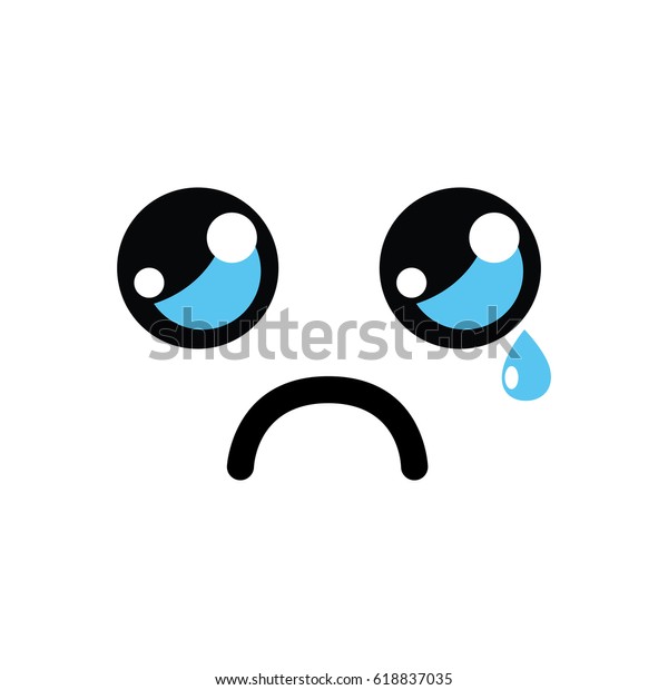 kawaii cute crying face icon