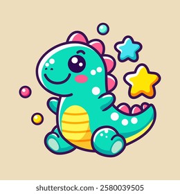 Kawaii Cute Dinosaur – Adorable Cartoon Illustration