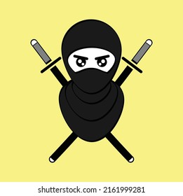  kawaii cute doodle  ninja vector design illustration line art