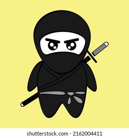 kawaii lindo doodle ninja diseño gráfico línea arte