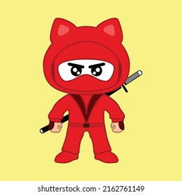 kawaii lindo doodle ninja diseño gráfico línea arte
