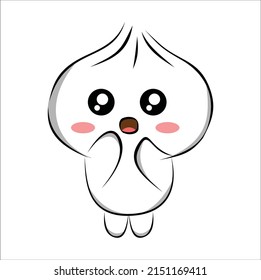 kawaii cute doodle steamed bun illustration vector line art