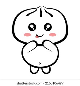 kawaii cute doodle steamed bun illustration line art