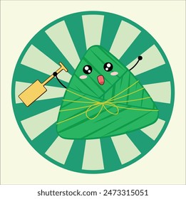 kawaii cute dragon boat festival vector design illustration line art. Eps 10