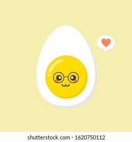 Kawaii and  Cute egg faces. Easter eggs friends with funny face vector, friendly caricature breakfast egg persons. Nutrition for kid illustration 