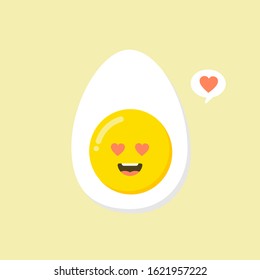 Kawaii and  Cute egg faces. Easter eggs friends with funny face vector, friendly caricature breakfast egg persons. Nutrition for kid illustration 