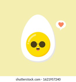 Kawaii and  Cute egg faces. Easter eggs friends with funny face vector, friendly caricature breakfast egg persons. Nutrition for kid illustration 
