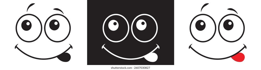 Kawaii cute face element icon. Funny Japanese emoticon Cartoon character and face icon. Design for decoration, sticker, icon, kids etc. Vector illustration. 