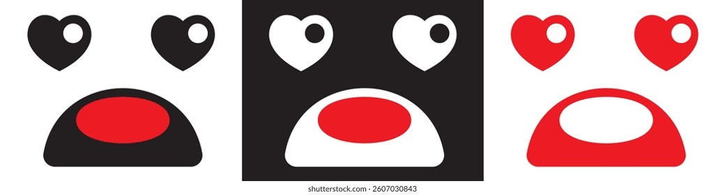 Kawaii cute face element icon. Funny Japanese emoticon Cartoon character and face icon. Design for decoration, sticker, icon, kids etc. Vector illustration. 