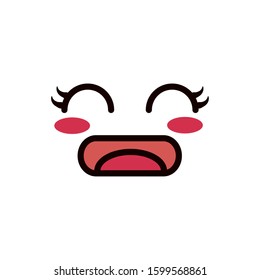 kawaii cute face expression eyes and mouth vector illustration