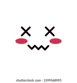kawaii cute face expression eyes and mouth vector illustration