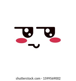 kawaii cute face expression eyes and mouth suspicious sad vector illustration