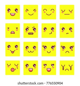 Kawaii cute faces, Kawaii emoticons, adorable characters icons design
