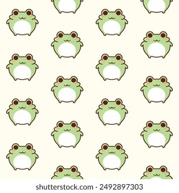 Kawaii cute frog seamless pattern. Baby clothing.