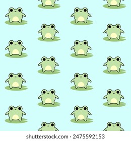 Kawaii cute frog in water seamless pattern. Baby clothes.