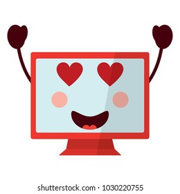 Kawaii Cute Funny Screen Monitor Stock Vector (Royalty Free) 1030220755 ...