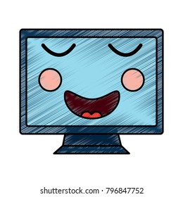 Kawaii Cute Funny Screen Monitor Stock Vector (Royalty Free) 796847752 ...