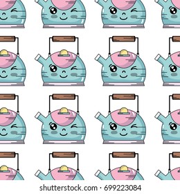 kawaii cute funny teapot utensil background
