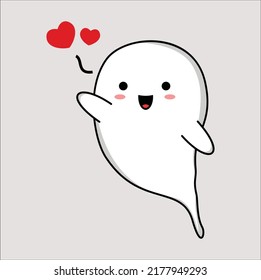 Kawaii Cute Ghost Illustration Line Art Stock Vector (Royalty Free ...