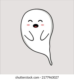 kawaii cute ghost illustration line art vector 