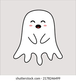 kawaii cute ghost illustration line art vector 