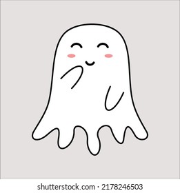 kawaii cute ghost illustration line art vector 