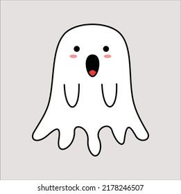 kawaii cute ghost illustration line art vector 