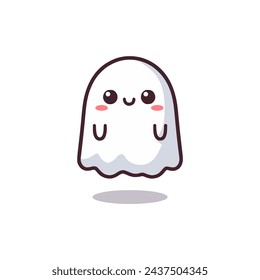 kawaii cute ghost sticker t shirt logo vector illustration template design