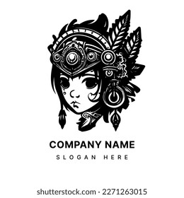 Kawaii Cute Girl logo is a charmingly delightful design, featuring a cute anime-style girl 