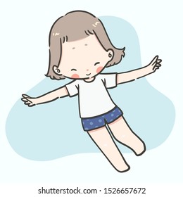 Kawaii cute girl with varieties action and feeling on white background